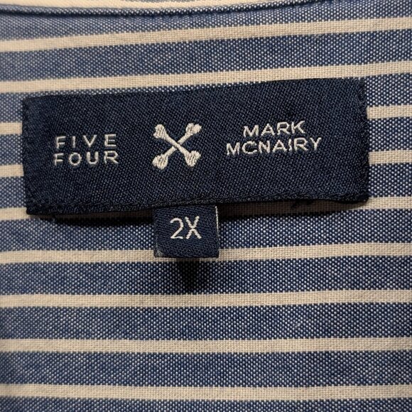 Five Four Long Sleeve Button Down Blue/White Stripe Size 2XL - Picture 5 of 13